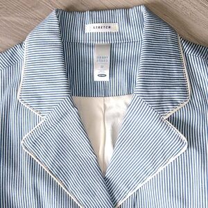 Old Navy Cotton Blazer/Jacket Medium-Blue/White Pinstripe Lined Stretch